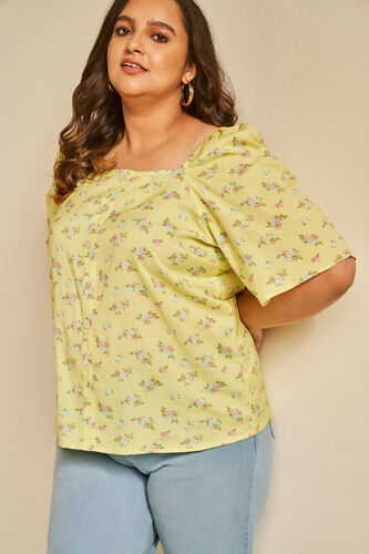 Lime Green Floral Straight Top, Lime Green, image 5